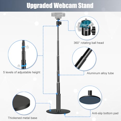 JCWINY Webcam Stand, 28 Inch Web Cam Stand for Desk, Adjustable Webcam Mount Camera Stand for Logitech Webcam C922 C930e C920S C920 C615 C960 C920x BRIO 4K NexiGo N60 and Others - Image 3