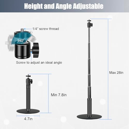 JCWINY Webcam Stand, 28 Inch Web Cam Stand for Desk, Adjustable Webcam Mount Camera Stand for Logitech Webcam C922 C930e C920S C920 C615 C960 C920x BRIO 4K NexiGo N60 and Others - Image 4