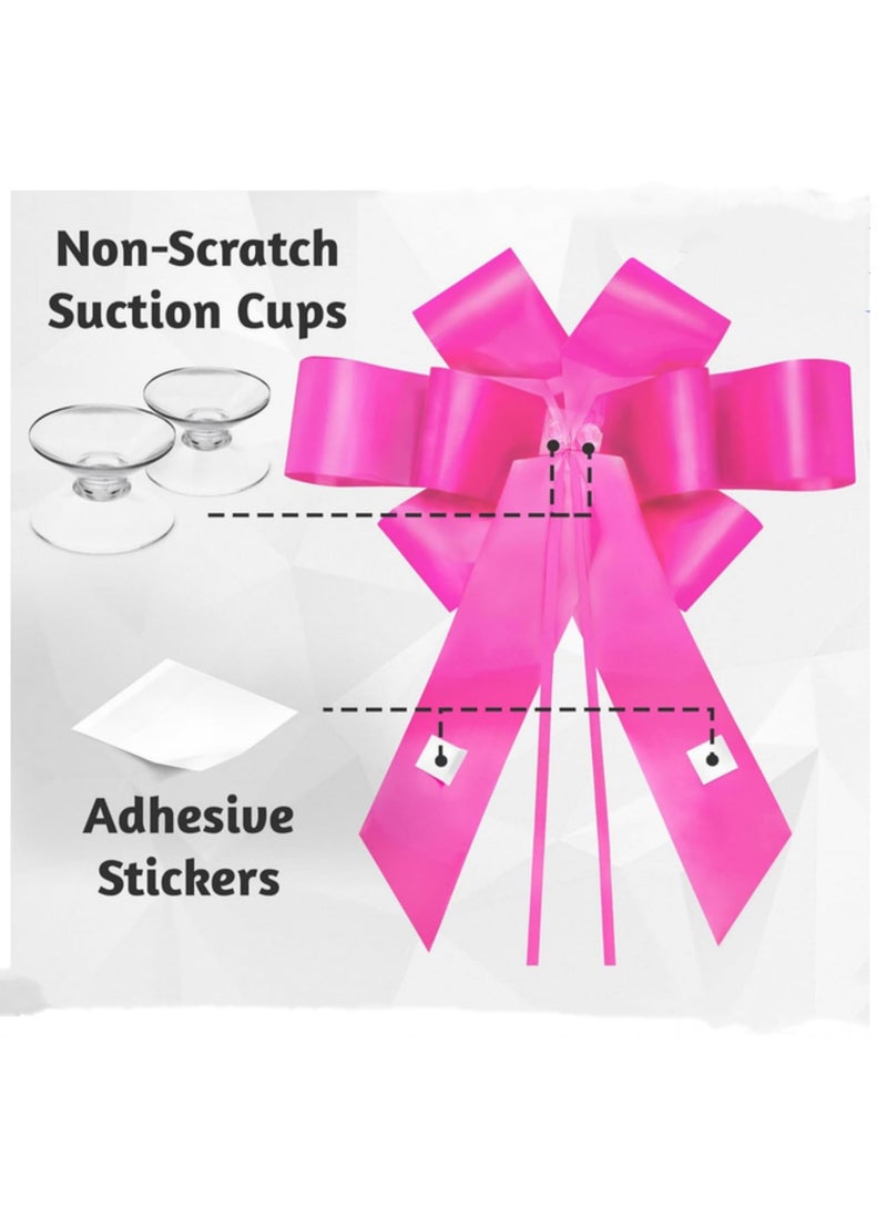 1 قطعة 30 بوصة ربطة سيارة عملاقة، ربطة هدايا كبيرة لتغليف الهدايا لعيد الميلاد والزفاف والذكرى السنوية، زينة شريط ضخم للسيارات والاحتفالات باللون الوردي - Image 2