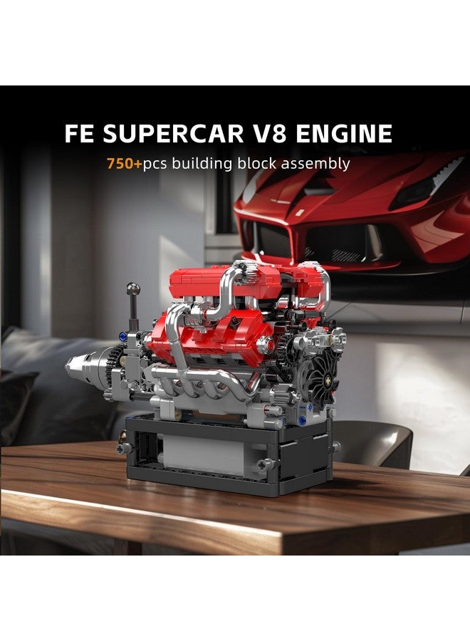 Mould King 10204 V8 Engine Model That Works - Build Your Own V8 Engine Toy, 8-Cylinder Petrol Car Engine Replica Model Building Kit for Adult (750 PCS) - Image 5