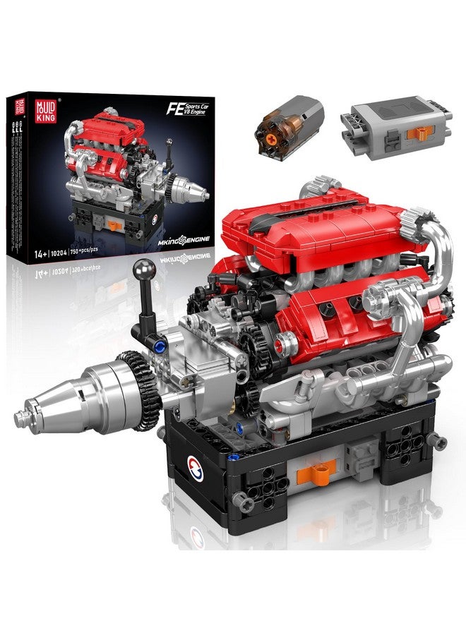 Mould King 10204 V8 Engine Model That Works - Build Your Own V8 Engine Toy, 8-Cylinder Petrol Car Engine Replica Model Building Kit for Adult (750 PCS) - Image 1