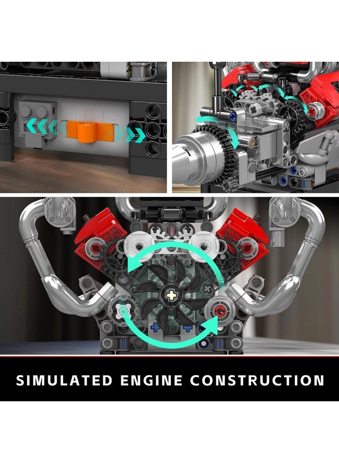 Mould King 10204 V8 Engine Model That Works - Build Your Own V8 Engine Toy, 8-Cylinder Petrol Car Engine Replica Model Building Kit for Adult (750 PCS) - Image 3