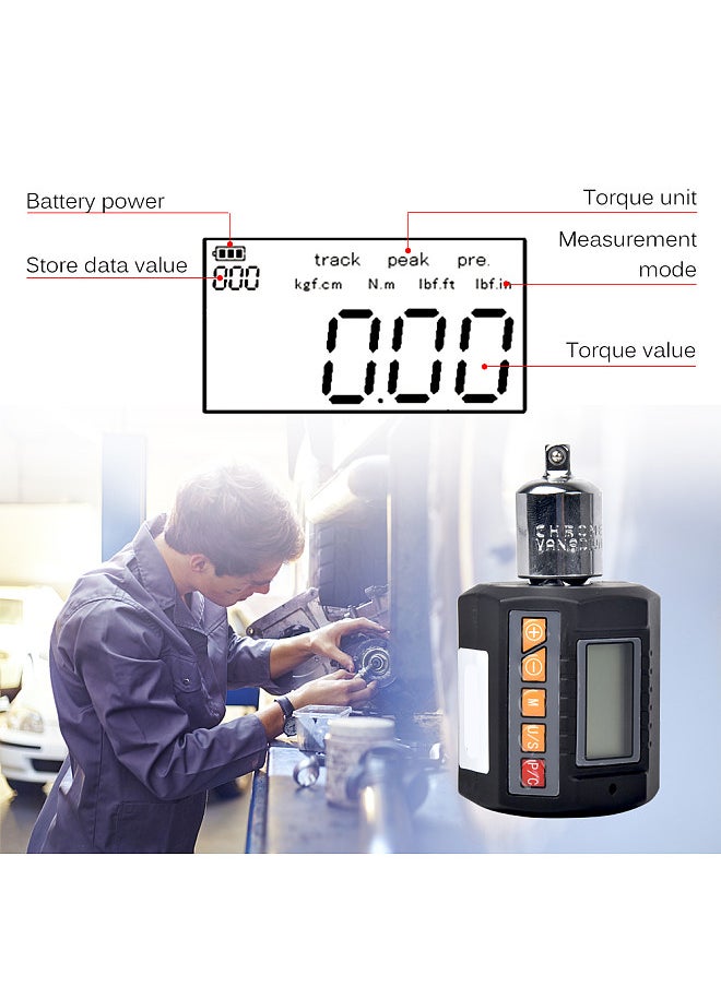 Generic - Digital Torque Adapter Electronic Torque Meter with LCD Display Measure Torque in Nm, Kg-Cm, Ft-Lb, In-Lb Torque Wrench Range 0.9-30Nm - Image 1
