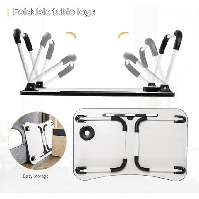 AWH Portable Folding Laptop Desk  Adjustable Lap Tray with Builtin iPad Slot  Cup Holder  Lightweight Bed Table for Working Studying or Eating  Compact  Convenient Assorted Colors - Image 5