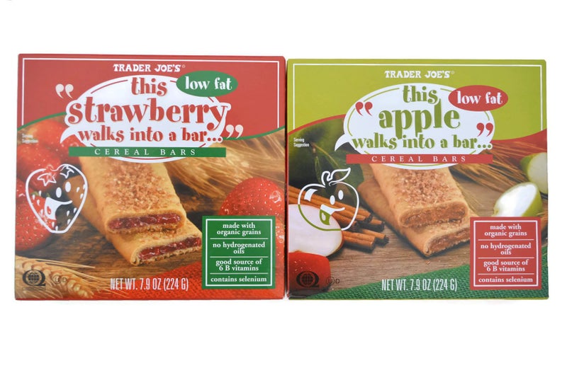 Trader Joe's "Walks Into a Bar" Cereal Bar Bundle - 2 Items: (1) 6 Bar Box of Strawberry and (1) 6 Bar Box of Apple (12 Bars Total) - Image 1