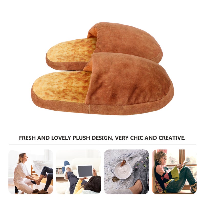 1 Pair Winter Slippers Non- Slippers Bread Slippers Sponge Shoes for Home - Image 1