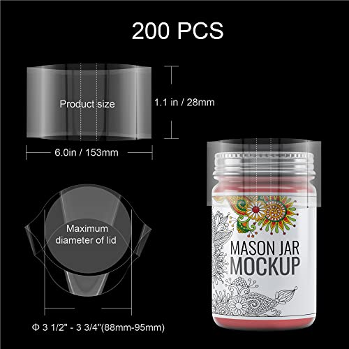 AOUKAR Shrink Wrap Bands for Bottles Jars Seals Shrinkable Plastic Sealer Heat Shrink Bands Cap Seal for Jars Bottles Mouth Shrink Bag Refillable Shrink Wrap Container（200 Pieces，6 x 1.1Inch，153 x 28mm） - Image 2