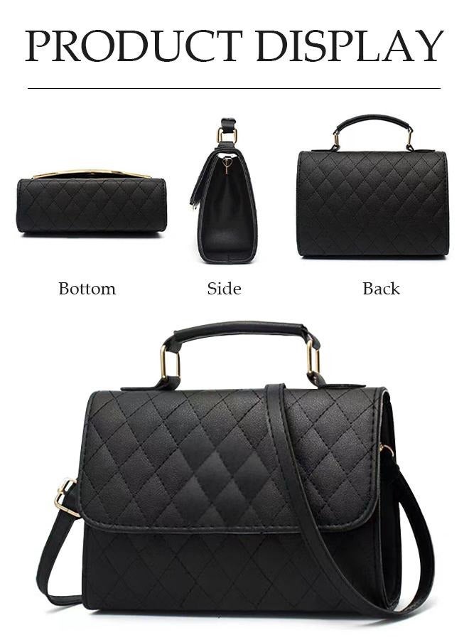 DUNISO Women's crossbody bag,PU leather handbag bag，fashion shoulder bag，handbag with three pockets inside，with adjustable shoulder strap,suitable for shopping, dating, travel and work，black - Image 2