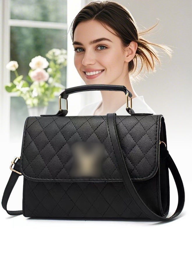 DUNISO Women's crossbody bag,PU leather handbag bag，fashion shoulder bag，handbag with three pockets inside，with adjustable shoulder strap,suitable for shopping, dating, travel and work，black - Image 1