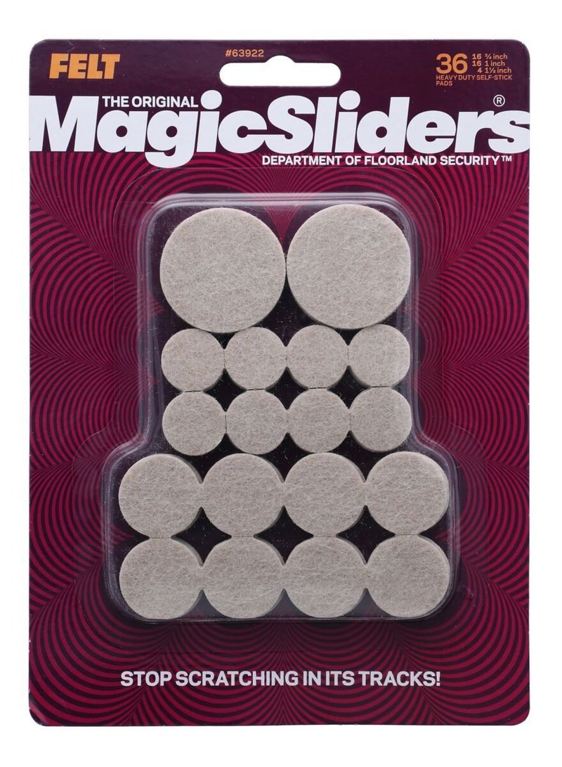 Magic Sliders 36-Piece Heavy Duty Felt Pads Oatmeal - Image 1