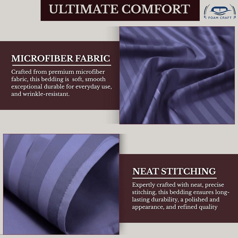 FOAM CRAFT FOAMCRAFT® Striped 4-Piece Bed Sheet Set - Soft Brushed Microfiber in Lavender, Queen Size - Image 4