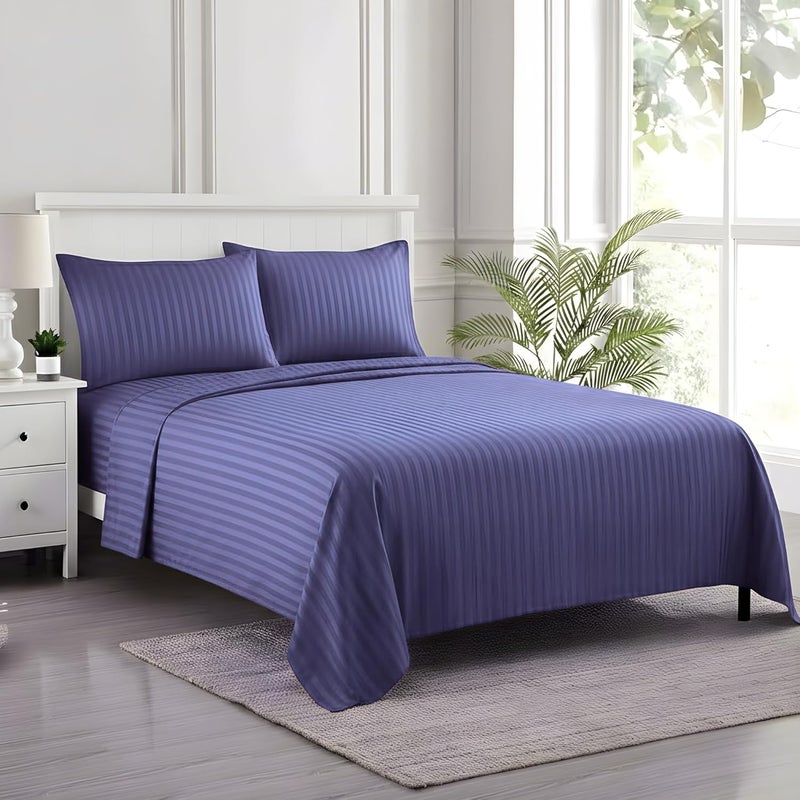 FOAM CRAFT FOAMCRAFT® Striped 4-Piece Bed Sheet Set - Soft Brushed Microfiber in Lavender, Queen Size - Image 1