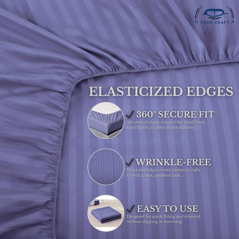 FOAM CRAFT FOAMCRAFT® Striped 4-Piece Bed Sheet Set - Soft Brushed Microfiber in Lavender, Queen Size - Image 5