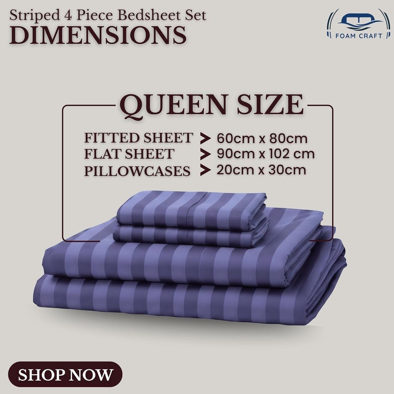 FOAM CRAFT FOAMCRAFT® Striped 4-Piece Bed Sheet Set - Soft Brushed Microfiber in Lavender, Queen Size - Image 2