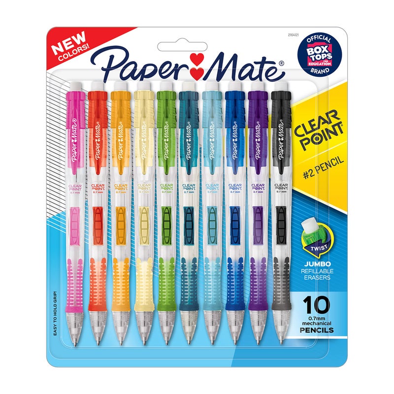 Paper Mate Clearpoint Mechanical Pencils, 0.7mm HB #2 Pencil Lead, 2 Pencils, Assorted Fashion Barrel Colors, 10 Count - Back to School Essentials, Note-Taking, Teacher Supplies - Image 1