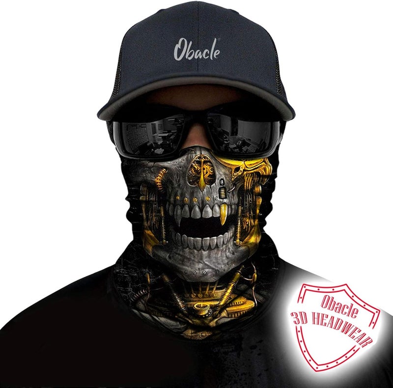 Obacle Skull Face Mask Half for Dust Wind UV Sun Protection Seamless 3D Tube Mask Bandana for Men Women Durable Thin Breathable Skeleton Mask Motorcycle Riding Bike Sports - Image 2