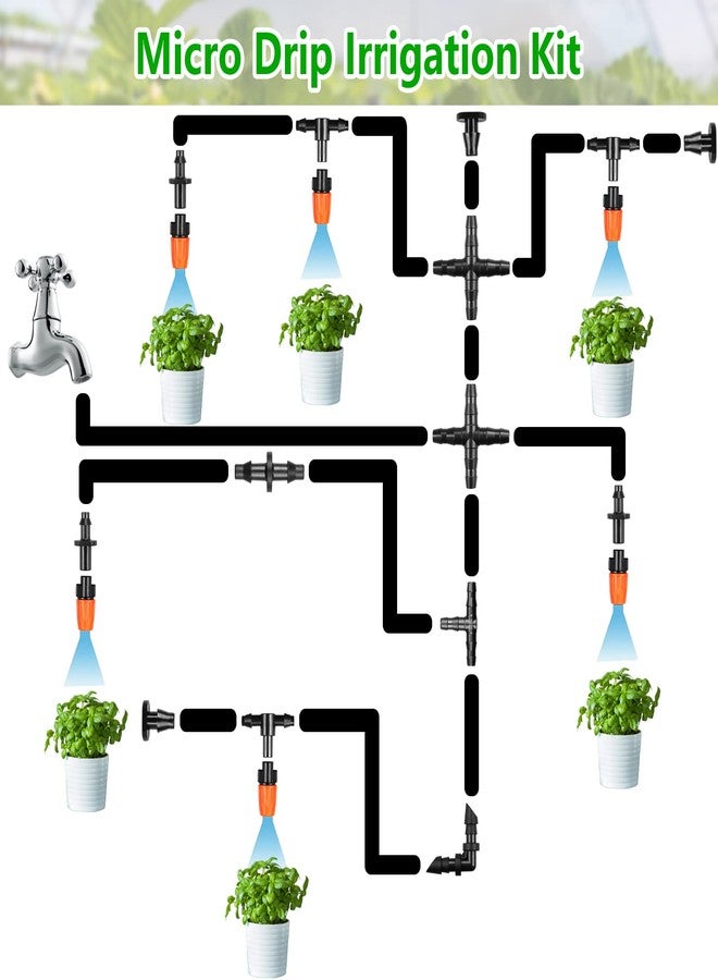 Gardrip 250 Pcs Drip Irrigation Fittings Kit for 1/4" Tubing：Gardrip 1/4 Inch Drip Irrigation Barbed Connectors (Nozzles, Nozzle Tees, Single Barbs, Couplings, Tees, Elbows, Plugs, Crosses) for Garden Systems - Image 5