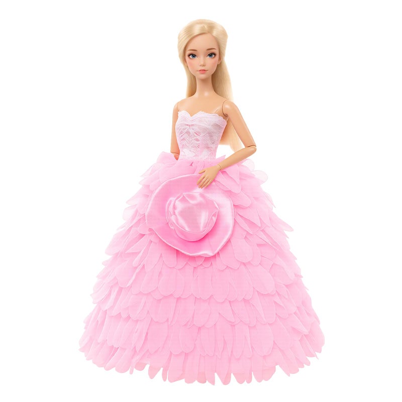 BARWA White Wedding Dress with Veil and Princess Evening Party Clothes Wears Gown Dress Outfit with Hat for 11.5 Inch Girl Doll - Image 3