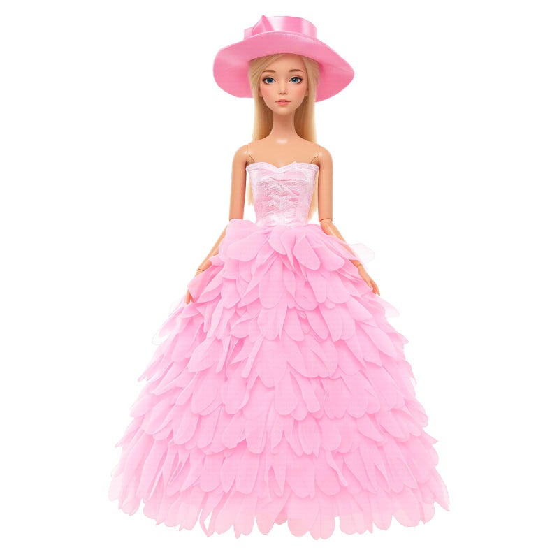BARWA White Wedding Dress with Veil and Princess Evening Party Clothes Wears Gown Dress Outfit with Hat for 11.5 Inch Girl Doll - Image 5