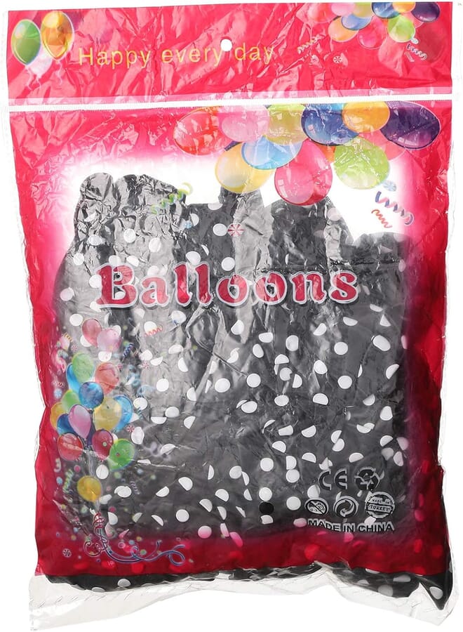 Balloons Latex Balloon, 100 Pieces - Black and White