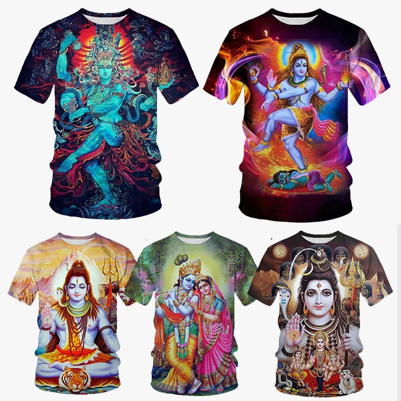 India Totem 3D Printing Men'S Casual Short Sleeve T-Shirt New Men'S T-Shirt Supply - Image 3