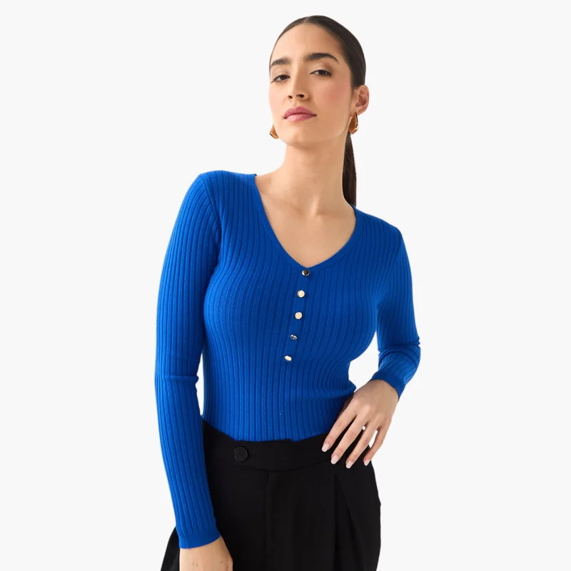 2Xtremz 2Xtremz Ribbed V-neck Sweater