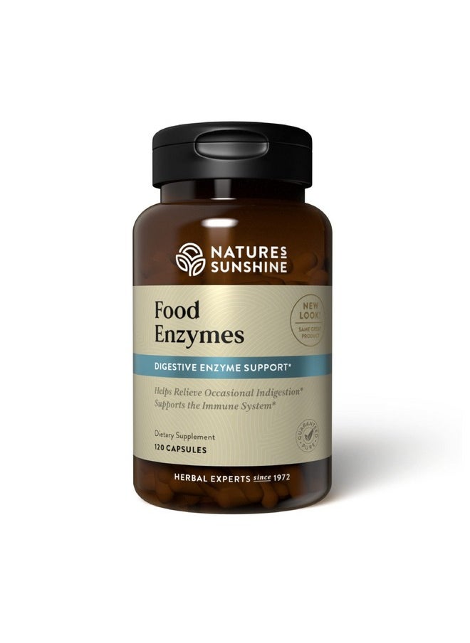 Nature's Sunshine - Food Enzymes 120 Capsules ; Digestive Enzymes With Betaine Hcl Support The Digestive System And Provide Occasional Indigestion Relief - Image 1