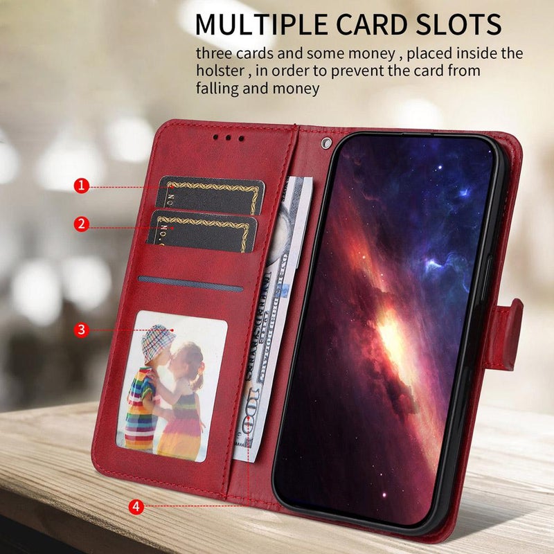 إيروريكس جراب هاتف Tecno Pova 7 Pro 5G الكلاسيكي المصنوع من جلد العجل (أحمر) - Image 3