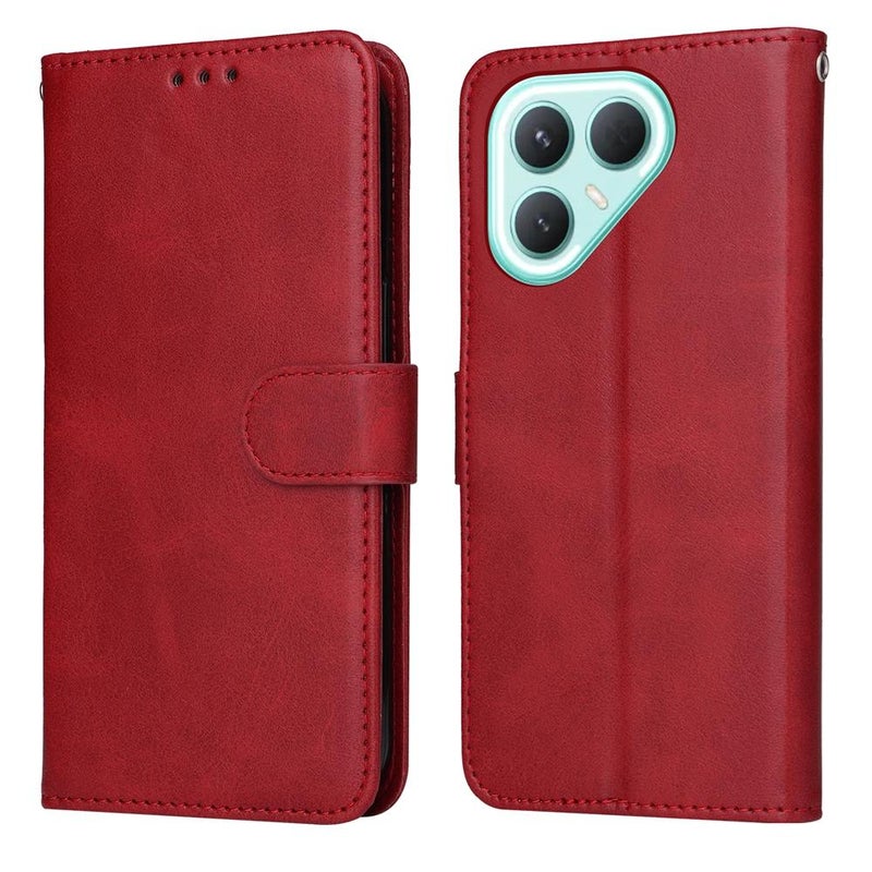 إيروريكس جراب هاتف Tecno Pova 7 Pro 5G الكلاسيكي المصنوع من جلد العجل (أحمر) - Image 1