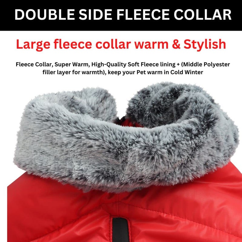 Western Era Dog Winter Fur Coat Waterproof Warm Cold Weather Jacket Stylish Vest Comfortable Pet Apparel for All Breeds & All Ages Group Dogs (Red) (Medium - 20 inch) - Image 4