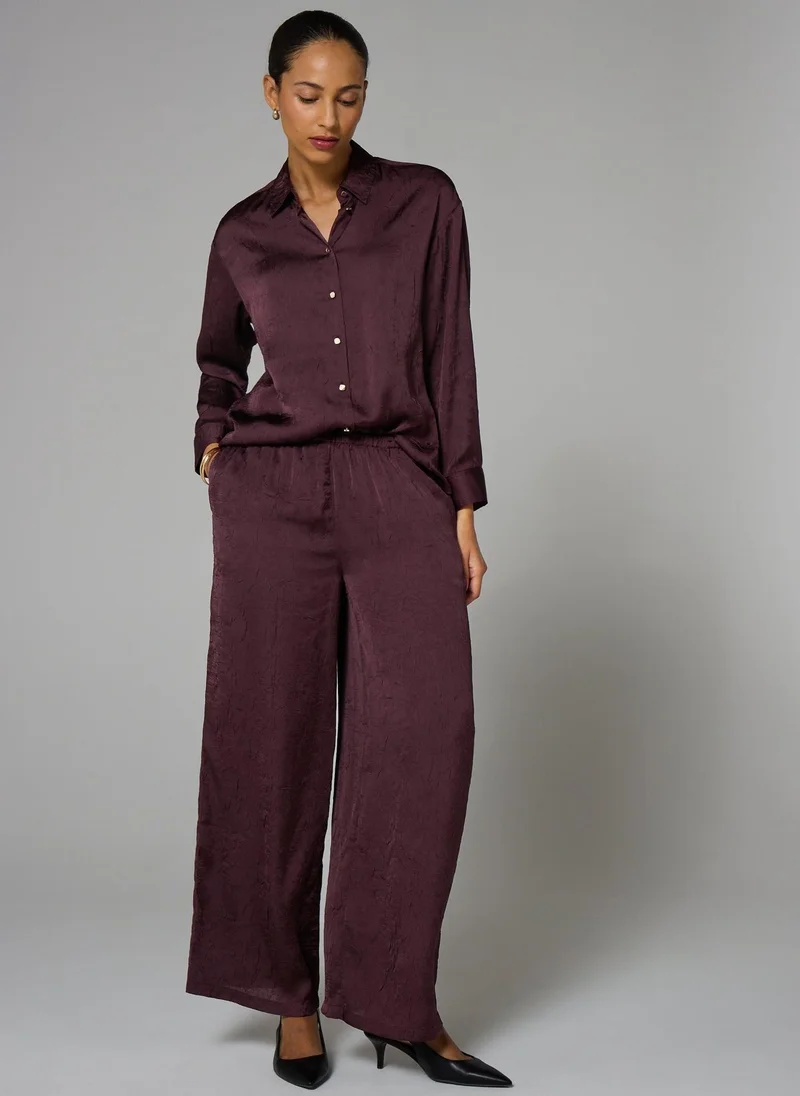 Matalan Et Vous Burgundy Satin Wide Leg Trousers