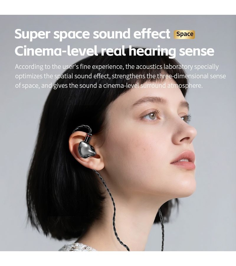 Black In-Ear Headphones with Active Noise Cancelling, Hifi Sound Quality, Detachable Cable, Studio Monitoring, and Bass Enhancement - Image 1