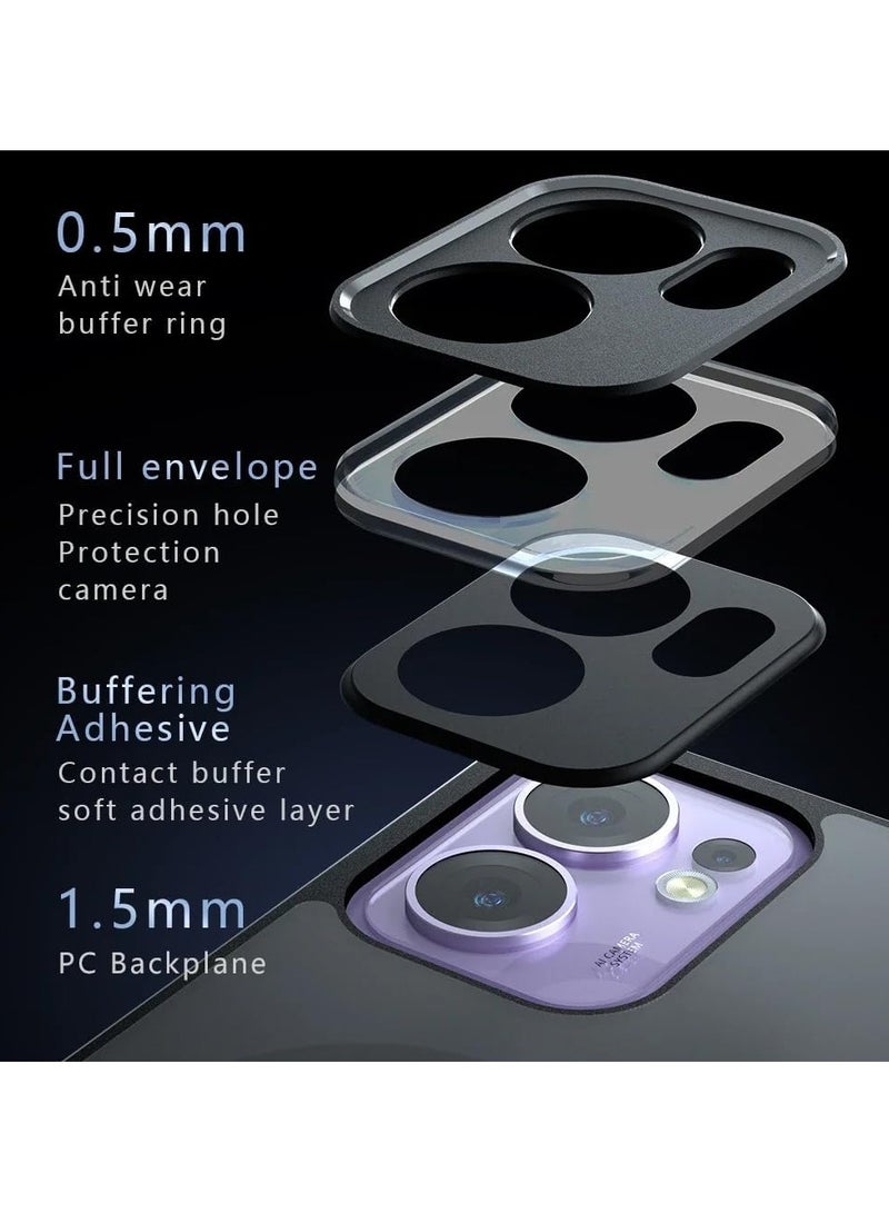 general Magnetic case for OPPO Reno 13 F, matte semi-transparent black case Yellowing-resistant airbag Shockproof PC+TPU protective back cover for OPPO Reno 13 F - Image 3