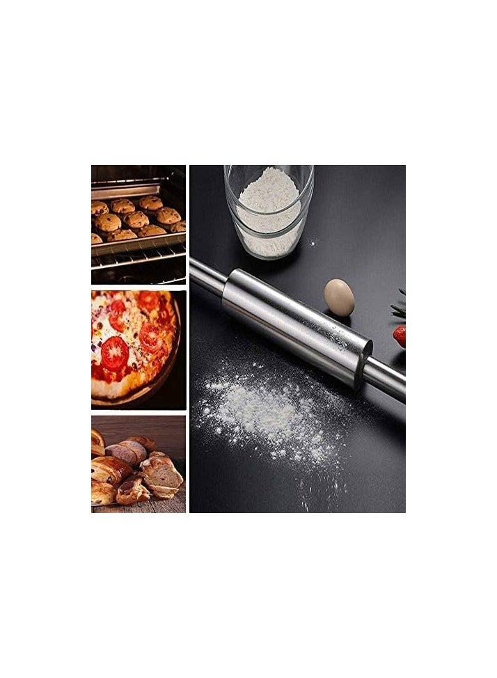 AMM Stainless Steel Rolling Pin Smooth Light Weight Non Stick Professional Dough Roller Keeps Dough Cool Suitable for Baking Fondant Pie Crust Pastry Cookies Pizza Dough Pasta - Image 4