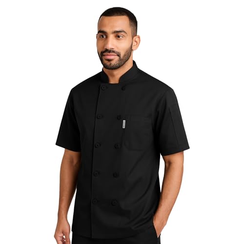 uniformer Half Sleeves Chef Coat for Men | Double-Breasted Chef Coat With Reversible Closure | Comfortable & Stylish | Easy Care & Breathable | Ideal for Chefs, Cooks, and Kitchen Staff (Black_S) - Image 2