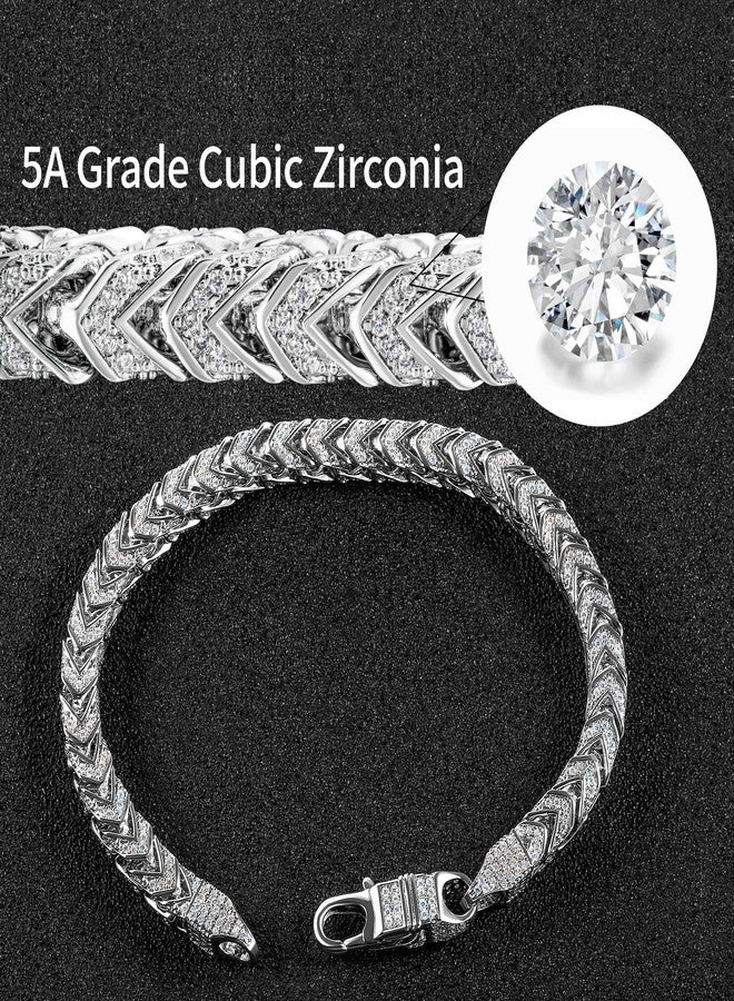 Kose Tennis Bracelet for Men Women 6MM Wide Cuban Link Bracelet 14K White Gold Hip Hop Urban Bracelet Pave Cubic Zirconia 7/7.5/8 Inch Length - Image 5