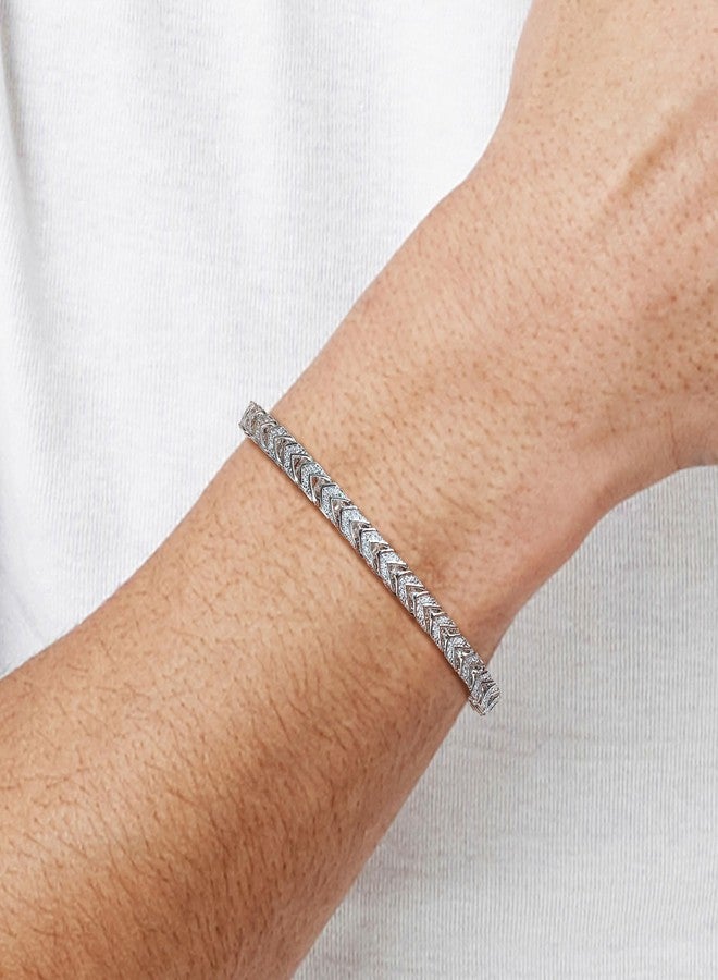 Kose Tennis Bracelet for Men Women 6MM Wide Cuban Link Bracelet 14K White Gold Hip Hop Urban Bracelet Pave Cubic Zirconia 7/7.5/8 Inch Length - Image 3