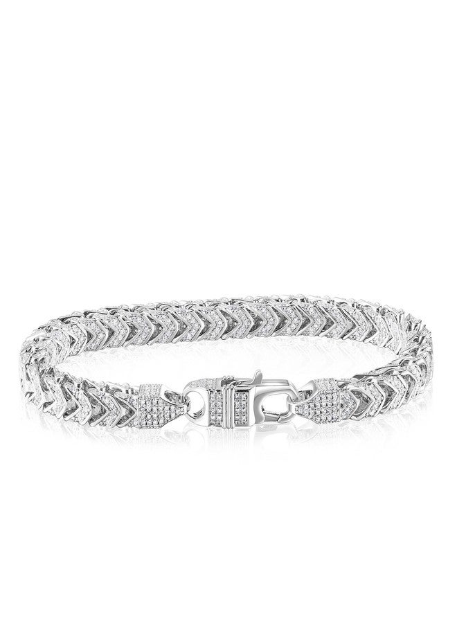 Kose Tennis Bracelet for Men Women 6MM Wide Cuban Link Bracelet 14K White Gold Hip Hop Urban Bracelet Pave Cubic Zirconia 7/7.5/8 Inch Length - Image 1