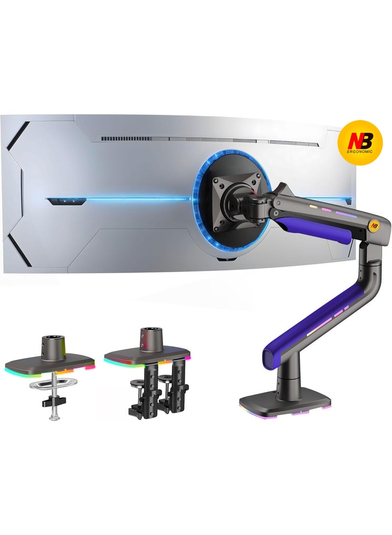 NB ERGONOMIC RGB Gaming Monitor-arm for Flat/Ultrawide/Curved Monitors 32 to 60 inch, Heavy Duty Stand Load up to 20 kg, VESA 75/100 mm Monitor-Mount G60 - Image 1