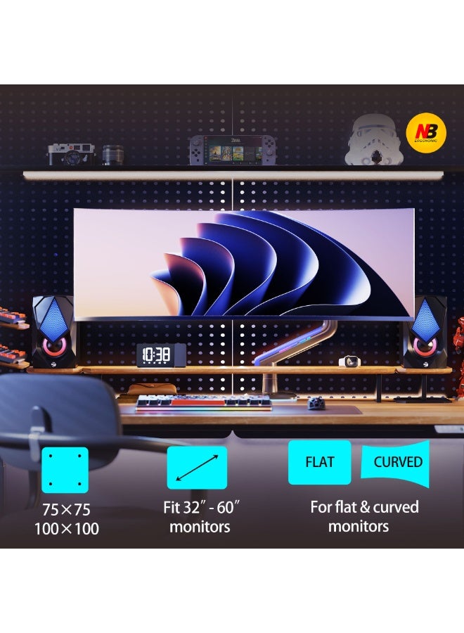 NB ERGONOMIC RGB Gaming Monitor-arm for Flat/Ultrawide/Curved Monitors 32 to 60 inch, Heavy Duty Stand Load up to 20 kg, VESA 75/100 mm Monitor-Mount G60 - Image 2