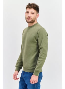 Celio Men Crew Neck Solid Fleece Sweatshirts, Khaki  - Image 2