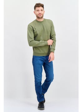 Celio Men Crew Neck Solid Fleece Sweatshirts, Khaki  - Image 4
