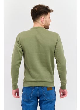 Celio Men Crew Neck Solid Fleece Sweatshirts, Khaki  - Image 3