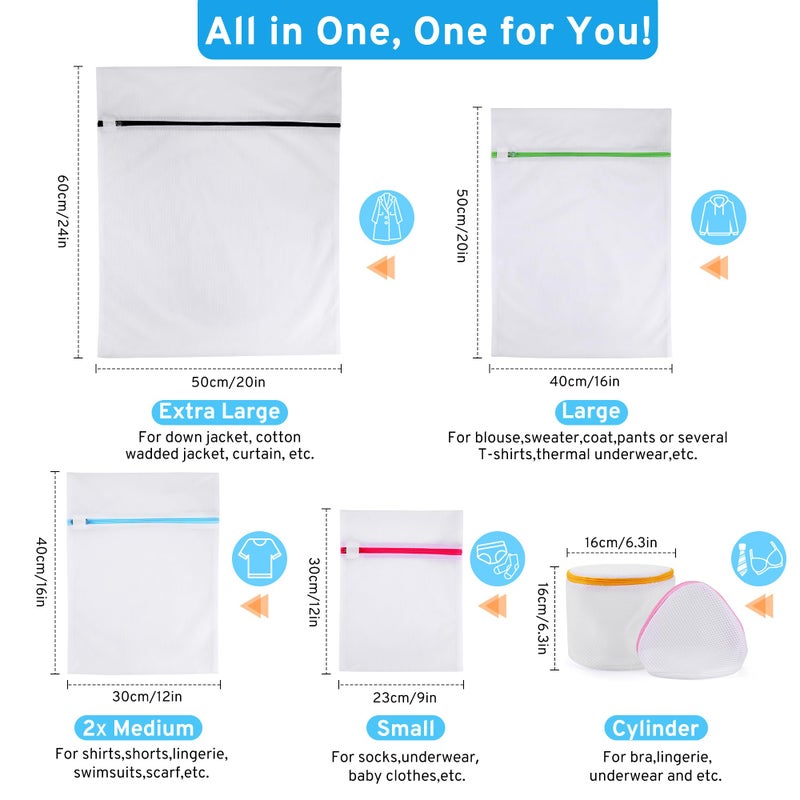 urezorgear Ultimate 7 Pack 6 Size Mesh Laundry Bags Set for Delicates with AUTO-Lock Zipper, Lingerie Bags for Washing Delicates, Laundry Bags Mesh Wash Bags, Delicates Laundry Bag for Jeans,Blouse,Stocking,Bra - Image 2