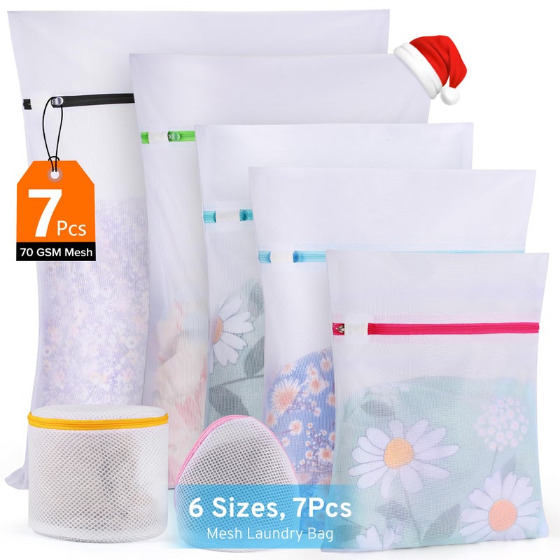 urezorgear Ultimate 7 Pack 6 Size Mesh Laundry Bags Set for Delicates with AUTO-Lock Zipper, Lingerie Bags for Washing Delicates, Laundry Bags Mesh Wash Bags, Delicates Laundry Bag for Jeans,Blouse,Stocking,Bra - Image 1