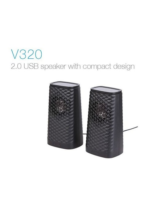 Wired Computer Speaker USB 2.0 With Compact Design, V320, Black