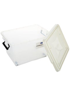 22L Plastic Storage Set of 6 Box with Wheels & Lockable Lid (Off White)