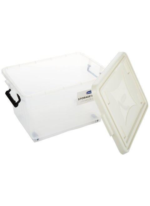 22L Plastic Storage Set of 6 Box with Wheels & Lockable Lid (Off White)
