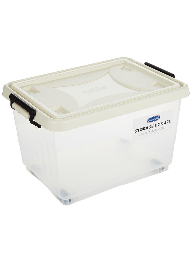 Cosmoplast 22L Plastic Storage Set of 6 Box with Wheels & Lockable Lid (Off White)  - Image 3