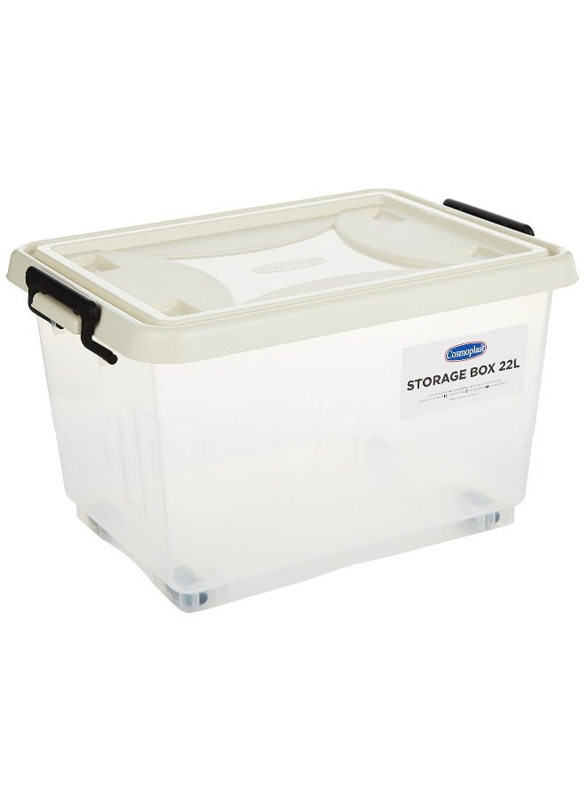 Cosmoplast 22L Plastic Storage Set of 6 Box with Wheels & Lockable Lid (Off White)  - Image 4